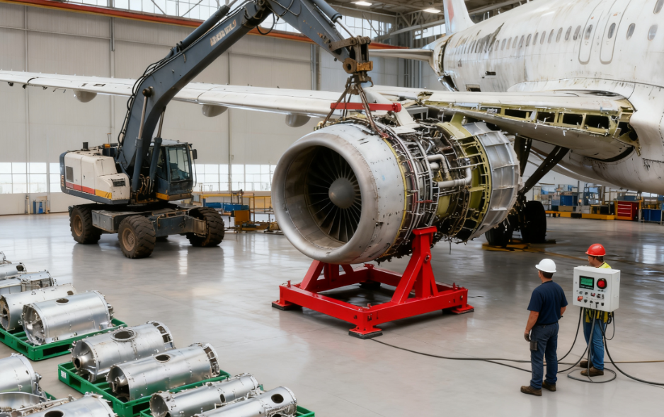 客机拆解服务，专业团队正在拆解退役飞机